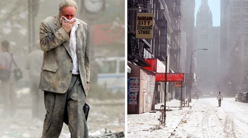 Lower Manhatten was covered in asbestos-filled dust after 9/11 which blew across the entire city and over to Brooklyn. (Getty)