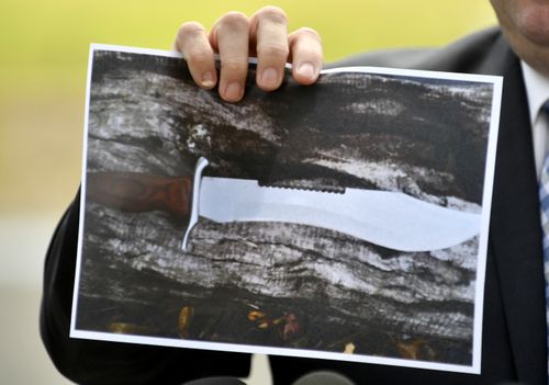 Detectives said they are searching for a 40cm-long Bowie hunting knife in the Morphett Vale parklands.