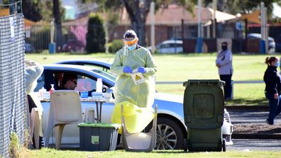 Residents come forward to be COVID tested at new testing location in West Dubbo NSW.