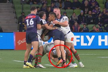 Taane Milne was sent to the sinbin on full time for this tackle on Cameron Munster in the dying moments.
