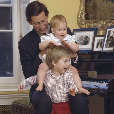 Prince Charles with Harry and William as children.