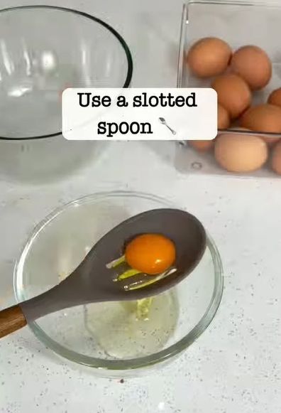 Separate egg whites and egg yolks hack kitchen item