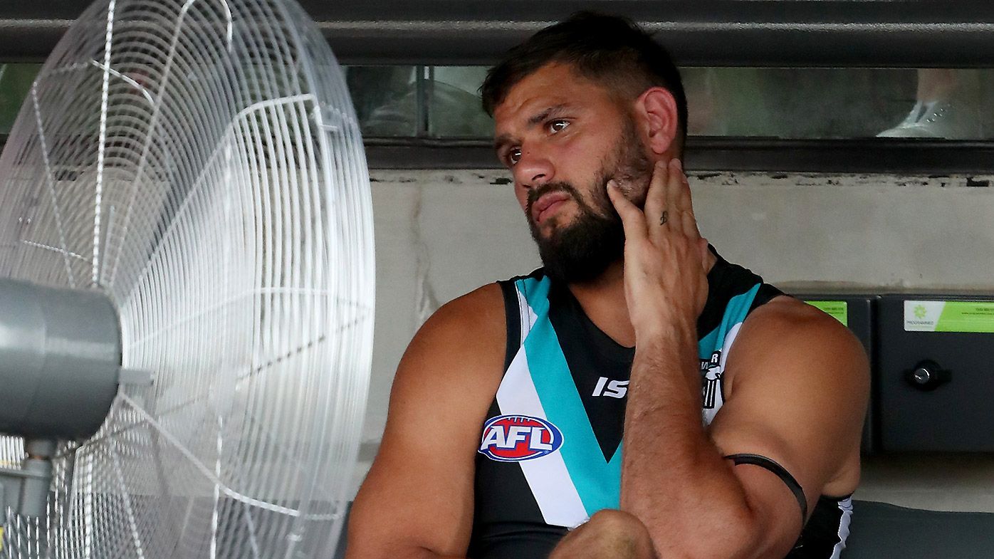 Injured Paddy Ryder of the Port Adelaide Power