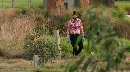 The search was conducted just hours before a 38-year-old man was arrested over the murder. Picture: 9NEWS