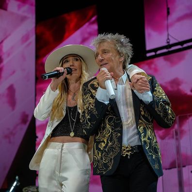 Ruby Stewart with father Rod Stewart.