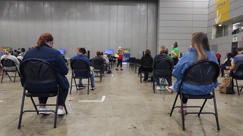 The vaccination hub at Brisbane Convention & Exhibition Centre.