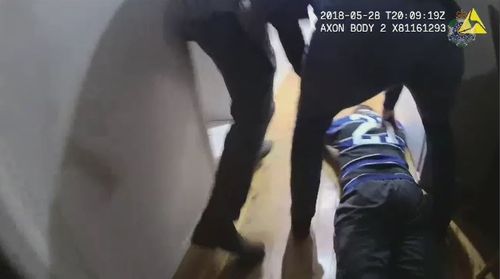 Police body camera footage shows the man being arrested. Picture: Queensland Police Service