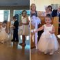 Adorable moment flower girl stops a wedding procession