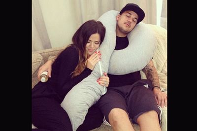 'I don't know who I miss more.... @robkardashian or this pillow :P.'
