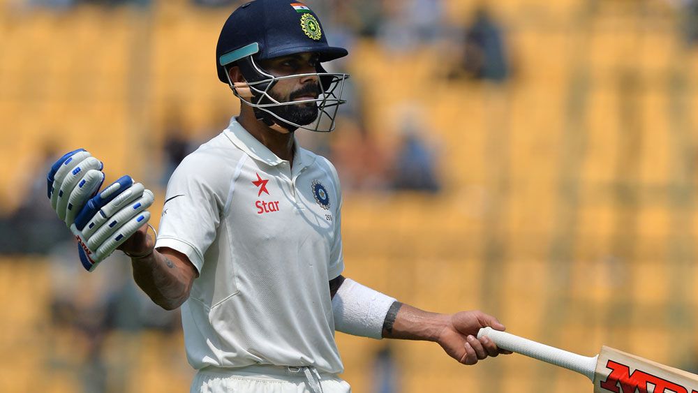 Indian captain Virat Kohli fumes after being given out lbw against Australia