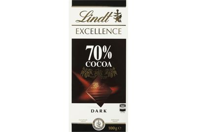 About two squares of Lindt dark chocolate (Excellent 70% Cocoa) equal 100 calories