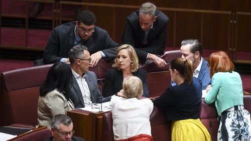 Greens senators discuss the Nauru vote.