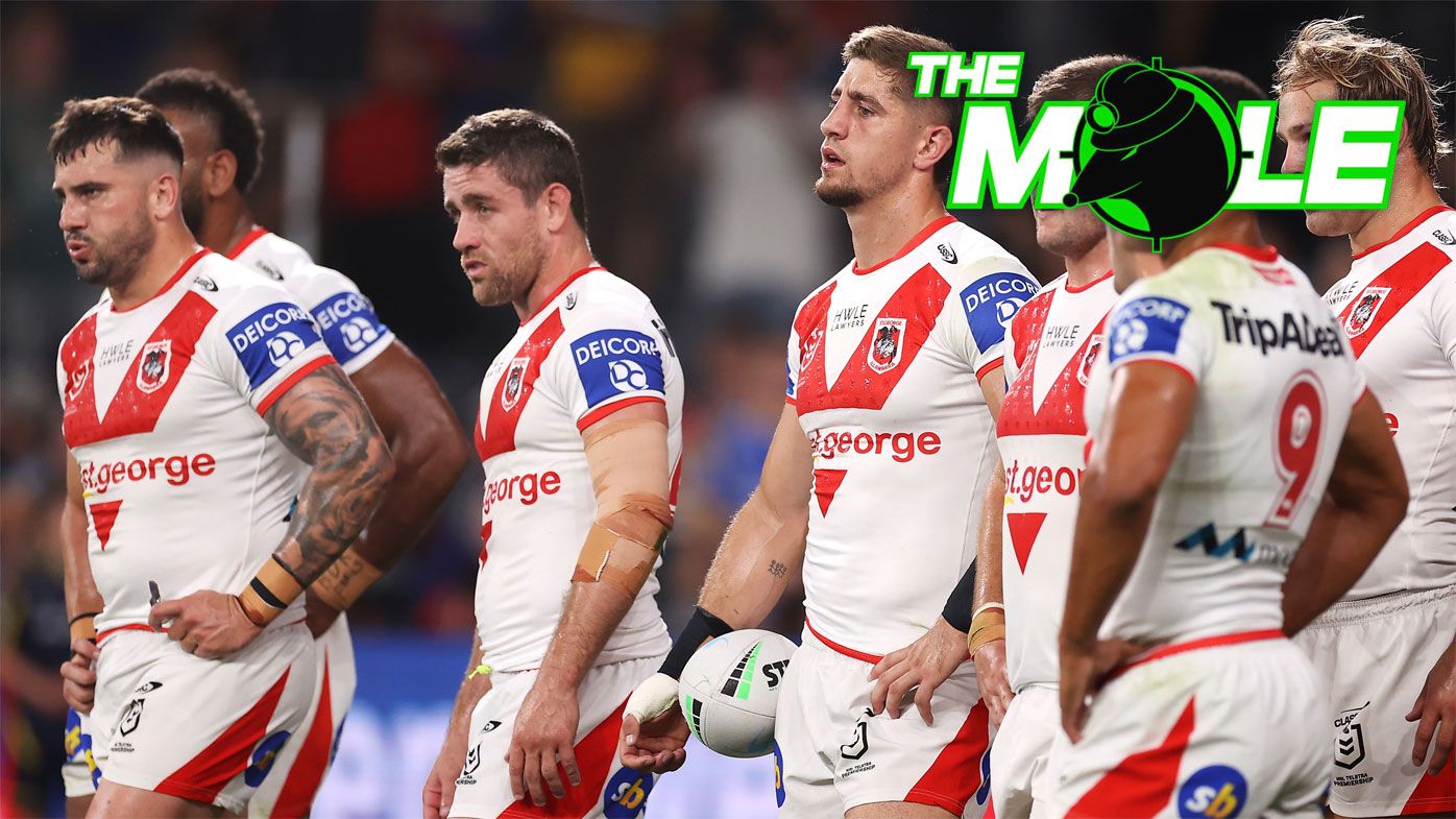 Disappointing Dragons players react during their loss to the Eels.