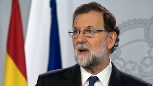 Mr Rajoy speaks during a news conference earlier this week. (AP)