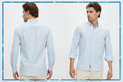 9PR: Staple Superior Hamilton Linen Blend Shirt, Pale Blue