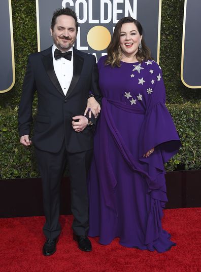 Ben Falcone, left, and Melissa McCarthy arrive at the 76th annual Golden Globe Awards at the Beverly Hilton Hotel on Sunday, Jan. 6, 2019, in Beverly Hills, Calif. (Photo by Jordan Strauss/Invision/AP)