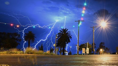Here lightning is seen flashing across the skies above Lake Cargelligo in western NSW.