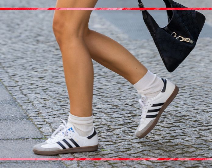 adidas gazelle silver green womens Adidas Samba Blanche Leather & Suede Sneaker – Bluefly main image 0