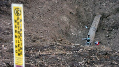 The breached Poplar pipeline in Montana.