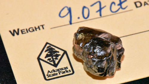 The 9.07 carat diamond found in Crater of Diamonds State Park.