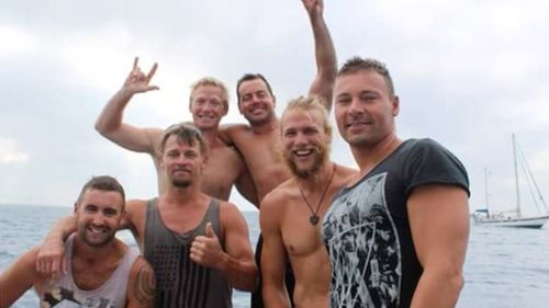 While working on the high seas with his six best mates – Ben Leahy, Adam Bidner, Zac Feeney, Adam Hoffman, Chris Sammut and Eli Tonks – their fishing dive boat Dianne capsized. Image: 60 Minutes