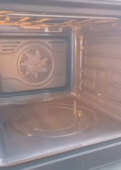 Woman shares TikTok hack for cleaning oven while you sleep.