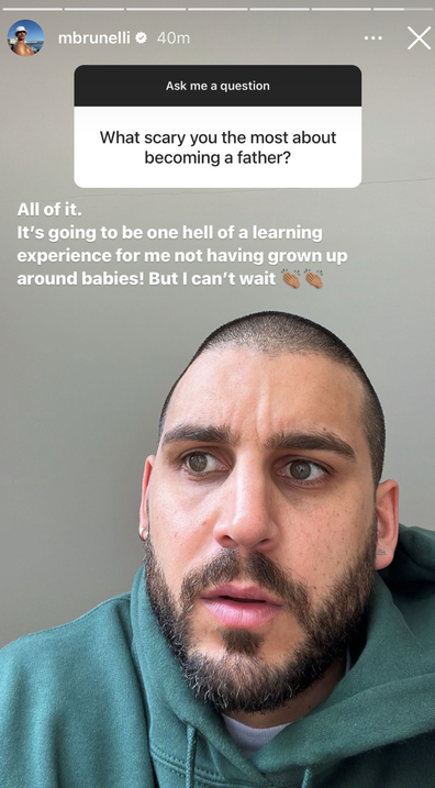 MAFS' Michael Brunelli does Instagram Q&A about becoming a father.