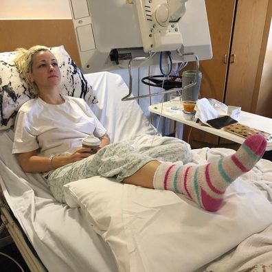 Kate Miller-Heidke in hospital.