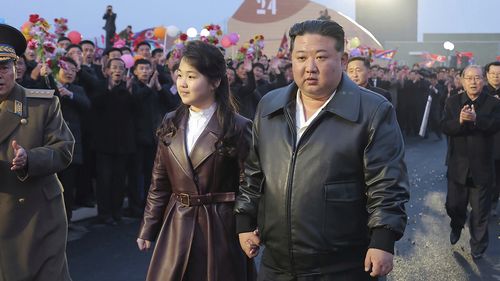 In this photograph provided by nan North Korean government, North Korean leader Kim Jong Un, halfway right, and his girl be a completion and cognition ceremonial of Kangdong Greenhouse Farm successful Pyongyang, North Korea, March 15, 2024. 