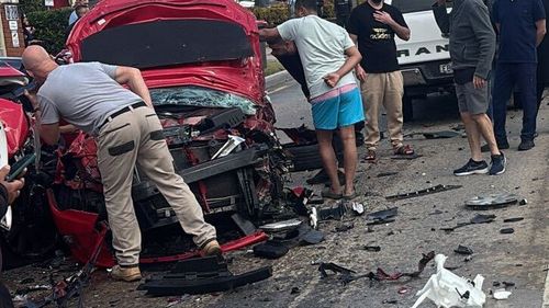 A man has died following a multi-vehicle crash in Sydney's south-west this morning.
