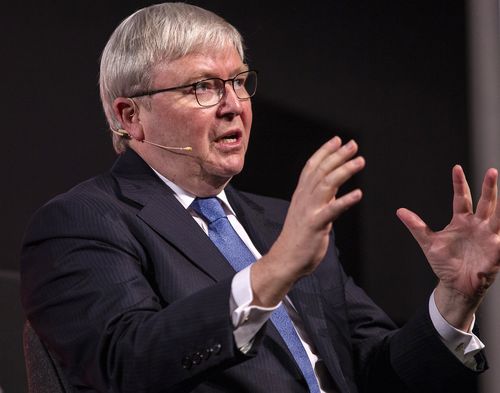 At a speech in Sydney Kevin Rudd has described Trump as "the most unpredictable President since the birth of the American republic." Picture: AAP