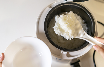 white Rice in a cooker