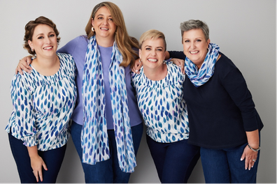 Kerrie-Lee Simmonds poses with other ovarian cancer patients for the Black Pepper campaign.