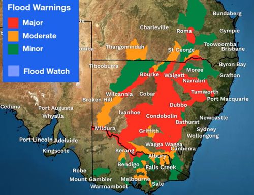 The flood warnings current down the east of Australia as of midday, November 4.