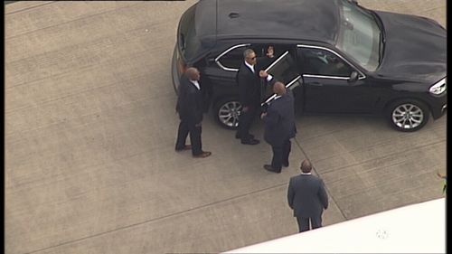 Barack Obama arrives at Sydney Airport on a private jet. (9NEWS)