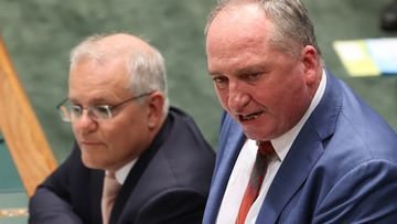 Scott Morrison and Barnaby Joyce in Parliament in October.