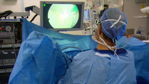 An Australian first laser treatment is being used at St Vincent's hospital to remove the tissue inside the prostate. (9NEWS)