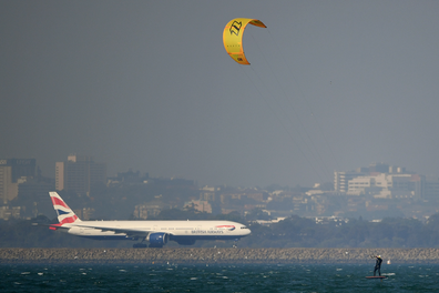 Sydney smoke haze at airport