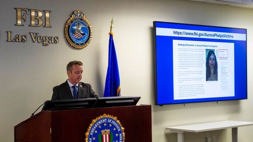 FBI Las Vegas Special Agent in Charge Spencer Evans speaks about a romance scheme that turned deadly during a news conference in Las Vegas.