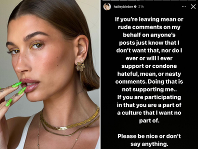 Hailey Bieber slams fans for mean comments towards Selena Gomez