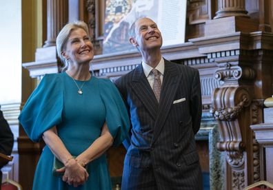 EDINBURGH, SCOTLAND - MARCH 10: Prince Edward, Duke of Edinburgh and Sophie, Duchess of Edinburgh meet members of the Ukrainian community at the City Chambers in Edinburgh to mark one year since the city's formal response to the invasion of Ukraine on March 10, 2023 in Edinburgh, Scotland. King Charles III has handed his late father's title the Duke of Edinburgh to his brother Prince Edward, honouring the late Queen and Philip's wishes. Charles conferred the title on the former Earl of Wessex in