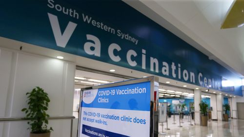 The newly opened South Western Sydney Vaccination Centre at Macquarie Fields. 