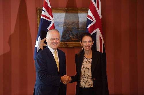 Malcolm Turnbull greeted the Kiwi PM this morning ahead of bilateral talks later today. (AAP)