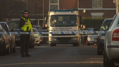 The bomb squad was called to a home in Chesterfield as four men were arrested during terror raids. (Twitter)