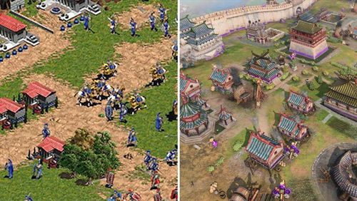 We've come a long way since the first Age of Empires game (left) in 1997, Age of Empires IV (right) features 4K resolution. 