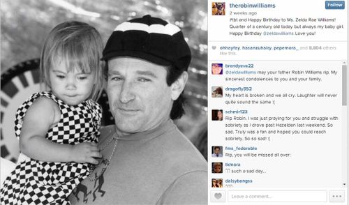 Robin Williams' last Instagram photo featured an old photo of himself and Zelda.