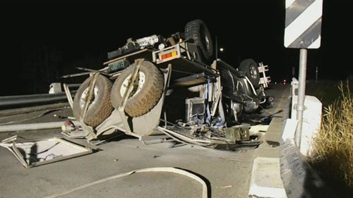 The 4WD came to a rest on its roof. 