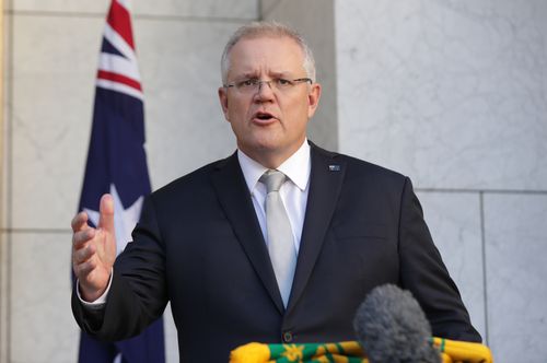Prime Minister Scott Morrison addresses the media during a press conference at Parliament House in Canberra.