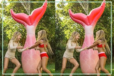9PR: Sunnylife Inflatable Ocean Treasure Rose Mermaid Tail Sprinkler