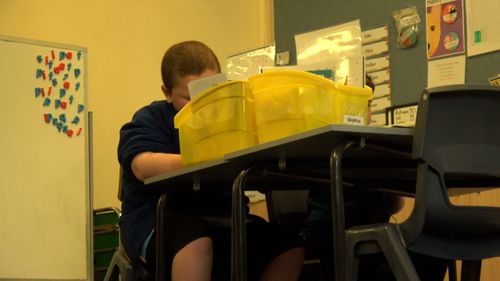 Students in NSW Northern Rivers school after flood devastation.